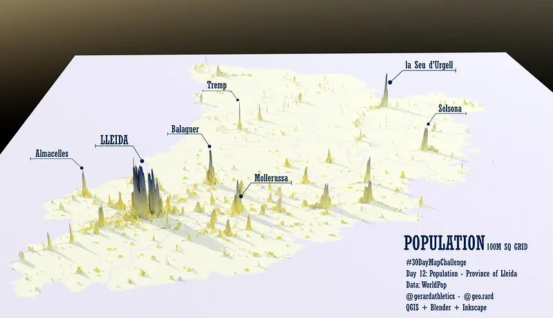 3D population density in Lleida